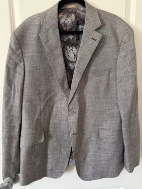 Men's Gray Textured Blazer - Stylish Lightweight Suit Jacket 46/S Joseph abboud